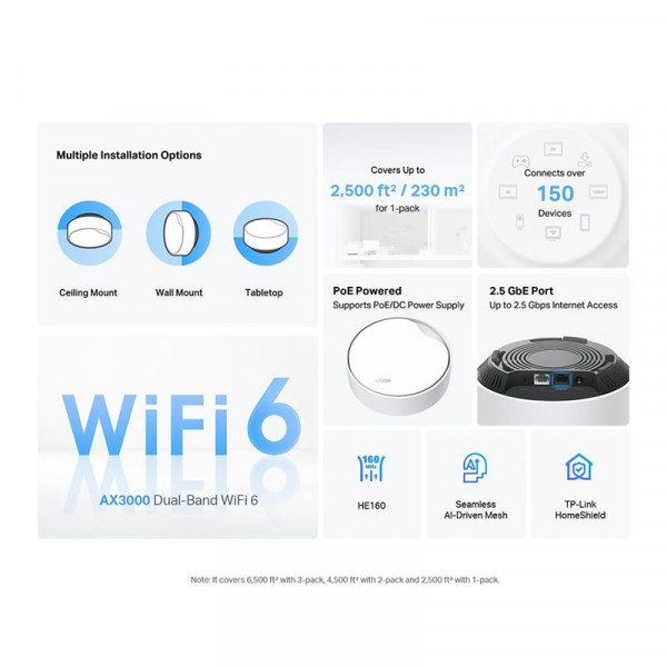 WiFi Mesh система TP-Link Deco X50 PoE(1-pack)