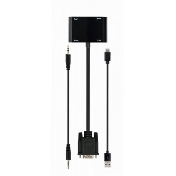 Адаптер Cablexpert VGA - HDMI+VGA (M/F), 0.15 м, Black (A-VGA-HDMI-02)