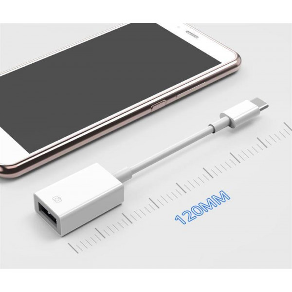 Адаптер XoKo MH-360 USB Type-C - USB V 3.0 (M/F) з кабелем, 0.12 м, білий (XK-MH-360)