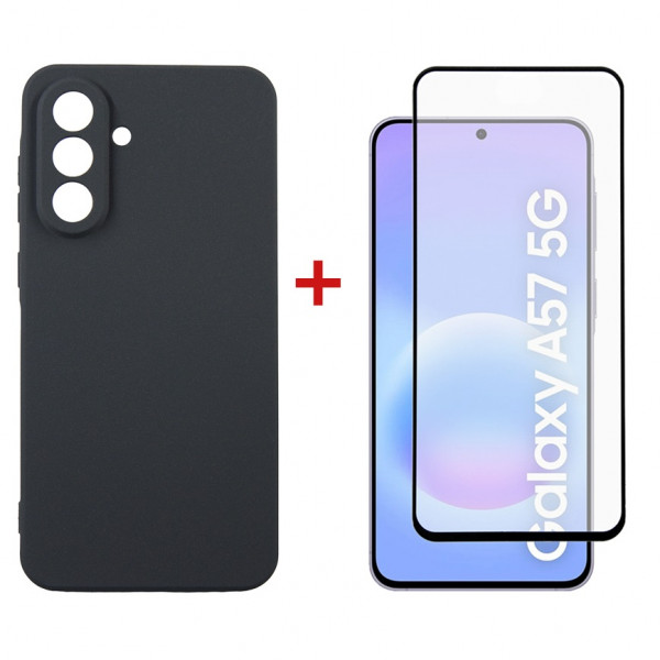 Чохол-накладка Dengos Carbon для Samsung Galaxy A57 5G SM-A576 Black (DG-KM-195) + захисне скло