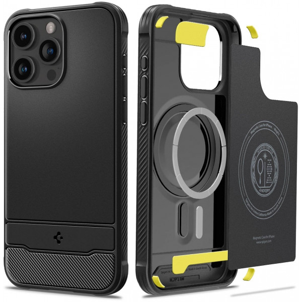 Чохол-накладка Spigen Rugged Armor MagFit для Apple iPhone 15 Pro Matte Black (ACS06703)