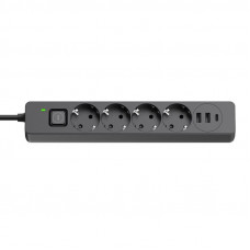 Фільтр живлення ColorWay CW-CHE435PDB 4 розетки, 3USB (2USB-A + 1 TYPE-C) (24W), 2м, Black