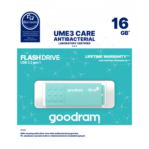 Флеш-накопичувач USB3.2 16GB Goodram UME3 Care Green (UME3-0160CRR11)