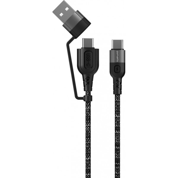 Кабель 4smarts 310 USB + USB Type-C - USB Type-C (M/M), 1.5 м, Black (4250774954856)