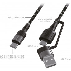 Кабель 4smarts 310 USB + USB Type-C - USB Type-C (M/M), 1.5 м, Black (4250774954856)