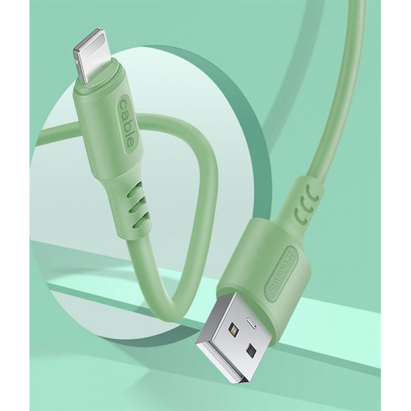 Кабель ColorWay USB - Lightning (M/M), soft silicone, 2.4 А, 1 м, Green (CW-CBUL042-GR)