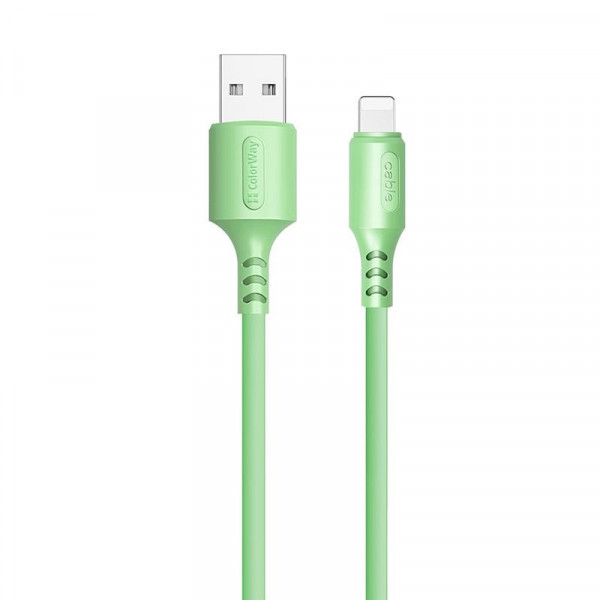 Кабель ColorWay USB - Lightning (M/M), soft silicone, 2.4 А, 1 м, Green (CW-CBUL042-GR)