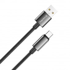 Кабель ColorWay USB - USB Type-C (M/M), zinc alloy braided, 3А, 1 м, Black (CW-CBUC098-BK)