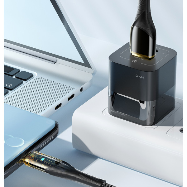 Кабель Essager Interstellar Transparent Design USB - USB Type-C (M/M), 100W, 1 м Black (EXCT-XJ01-P)