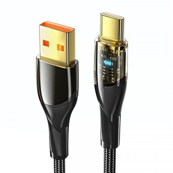 Кабель Essager Interstellar Transparent Design USB - USB Type-C (M/M), 100W, 1 м Black (EXCT-XJ01-P)