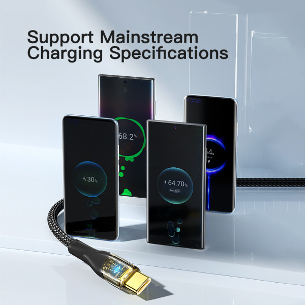 Кабель Essager Interstellar Transparent Design USB - USB Type-C (M/M), 100W, 1 м Black (EXCT-XJ01-P)