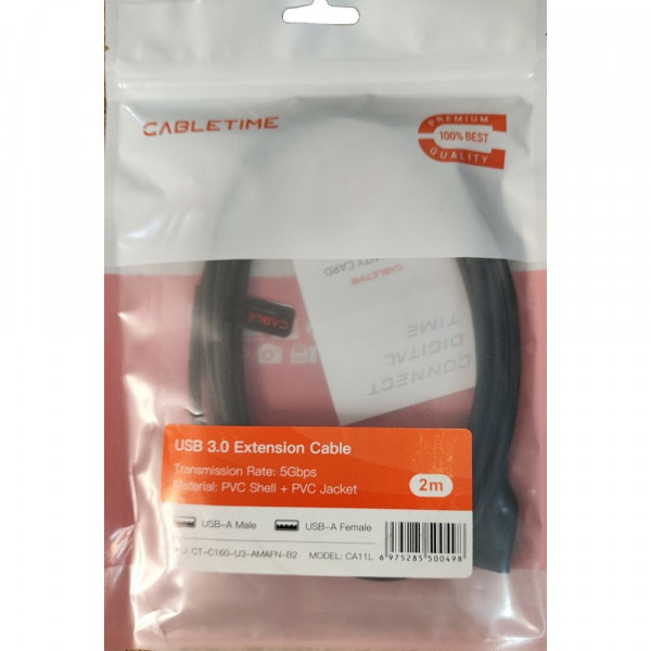 Кабель-подовжувач Cabletime USB - USB V 3.0 (M/F), 2 м, Black (CA11L)