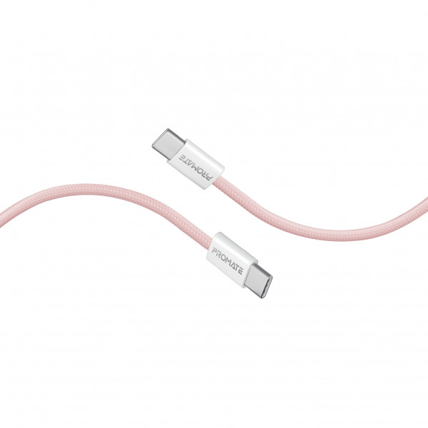 Кабель Promate USB Type-C - USB Type-C (M/M), 3 A, 60 W, 2 м, EcoLine-CC200 Pink (ecoline-cc200.pink)
