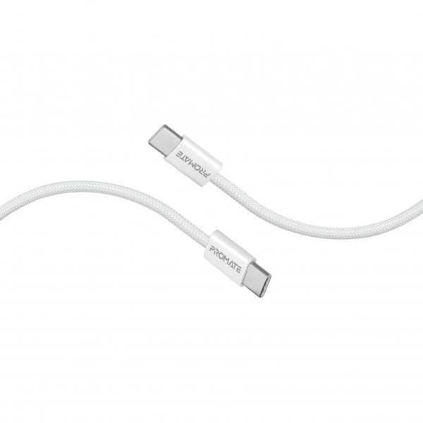 Кабель Promate USB Type-C - USB Type-C (M/M), 3A, 60W, 2 м, White (ecoline-cc200.white)