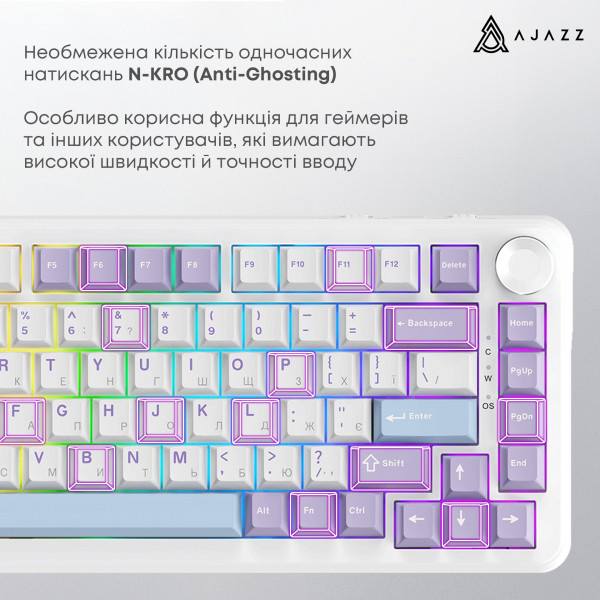Клавіатура Ajazz AK820 Max Magnetic Switch White (AK820MAX-WM-PWB)