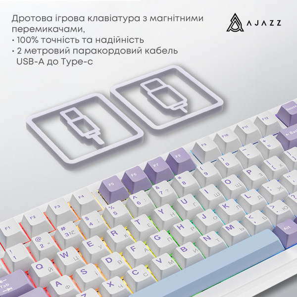 Клавіатура Ajazz AK820 Max Magnetic Switch White (AK820MAX-WM-PWB)
