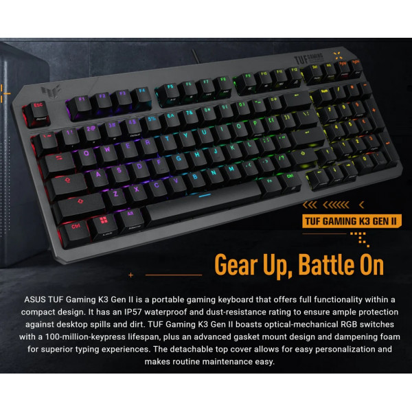 Клавiатура Asus TUF Gaming K3 Gen II Opti-Mech RGB 97key Switches ABS Black (90MP0390-BKMA00)_promo