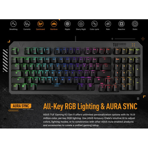 Клавiатура Asus TUF Gaming K3 Gen II Opti-Mech RGB 97key Switches ABS Black (90MP0390-BKMA00)_promo