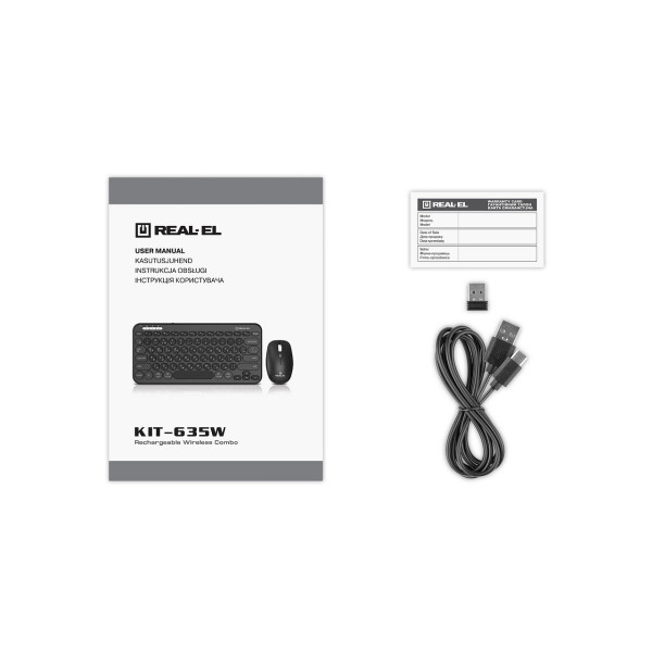 Комплект (клавіатура, миша) бездротовий REAL-EL Kit-635W Black
