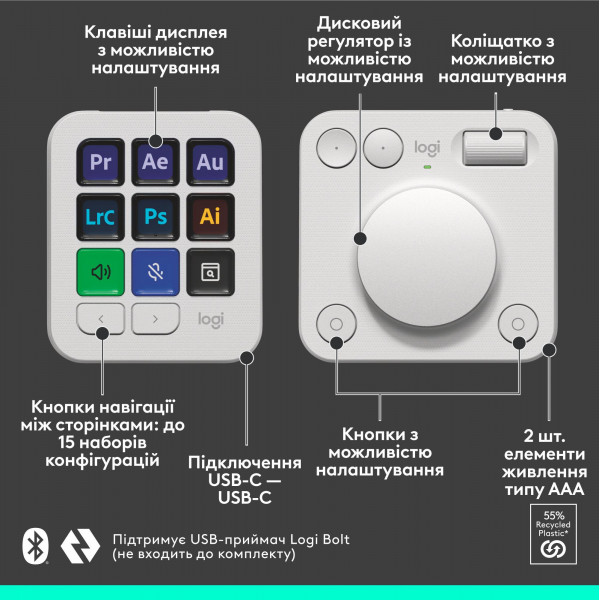 Консоль Logitech MX Creative Console Pale Grey (920-012932)