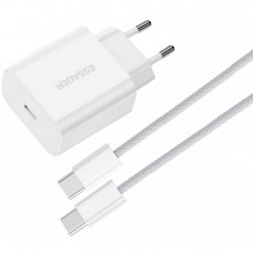 Мережевий зарядний пристрій Essager Vanjane 20W USB-C White (EFJB02-JSTT2-T) + кабель USB Type-C