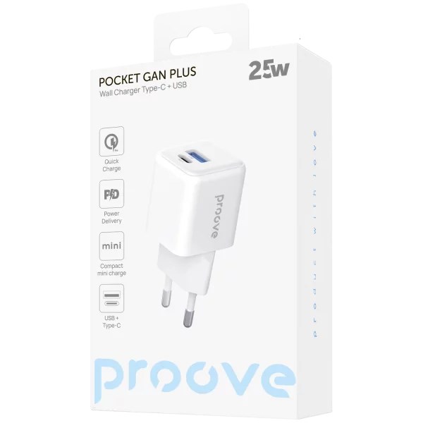 Мережевий зарядний пристрій Proove Pocket GaN Plus 25W White (WCPG25111202)