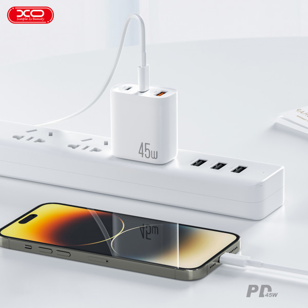 Мережевий зарядний пристрій XO L117 (2USB-С, 1USB, 3А) PD, QC 3.0 White (L117-CC.white)