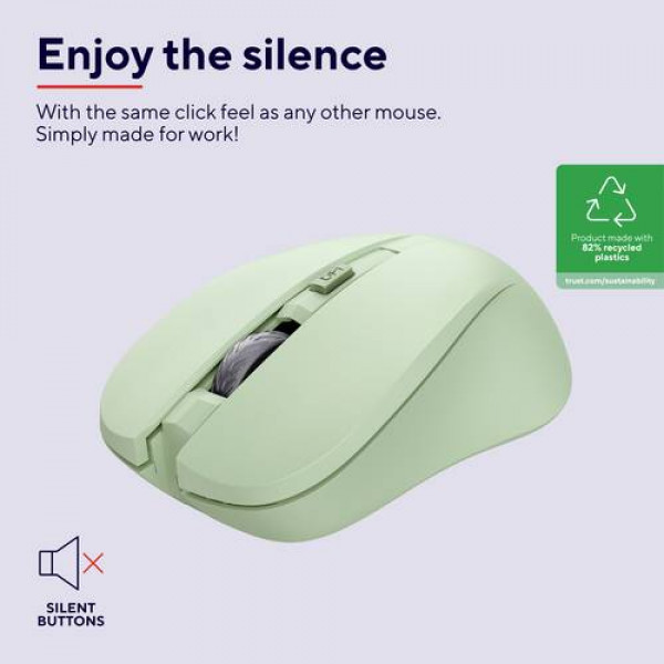 Миша бездротова Trust Mydo Silent Wireless Green (25042)