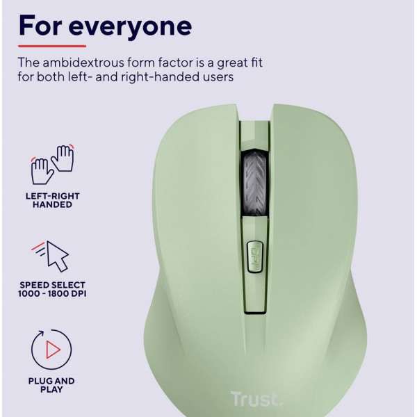 Миша бездротова Trust Mydo Silent Wireless Green (25042)