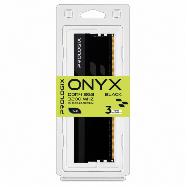 Модуль пам`ятi DDR4 8GB/3200 Prologix Onyx Black RGB (PRO8GB3200YBR4)