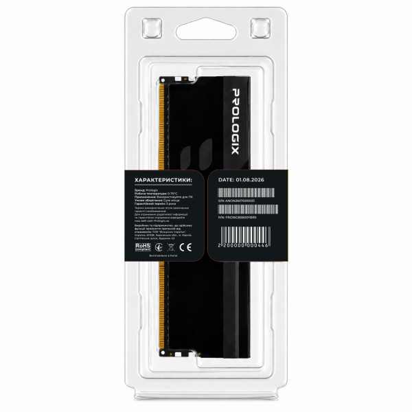 Модуль пам`ятi DDR5 16GB/5600 Prologix Onyx Black RGB (PRO16GB5600YBR5)