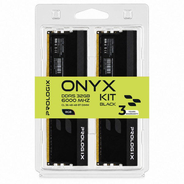 Модуль пам`ятi DDR5 2x16GB/6000 Prologix Onyx Black RGB (PRO32GB6000YBR5K)