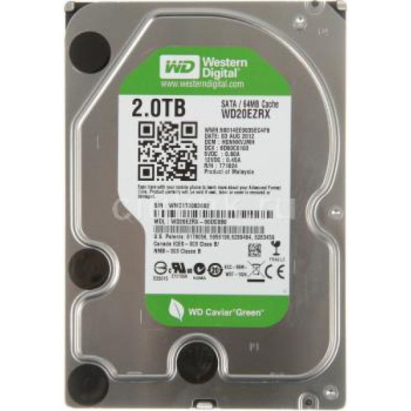 Накопичувач HDD SATA 2.0TB WD Green 5400rpm 64МB (WD20EZRX) гар. 12 мiс.