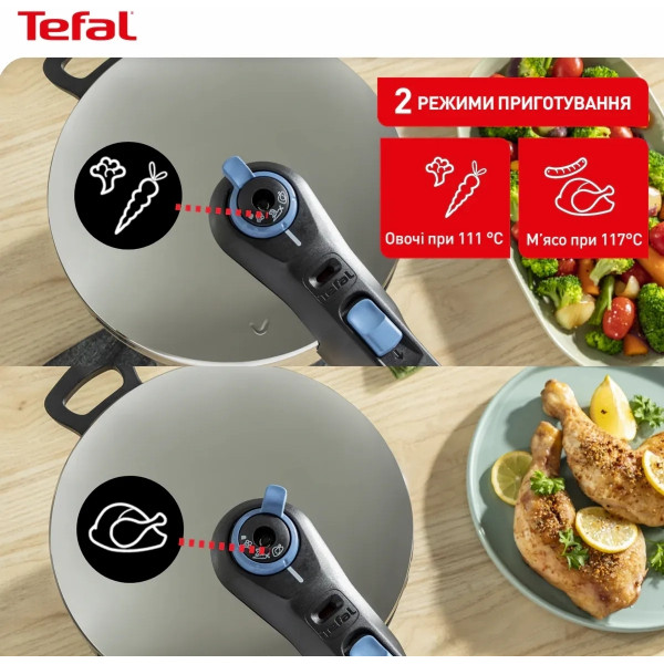 Скороварка Tefal Secure Trendy з паровим кошиком 8 л (P2584401)