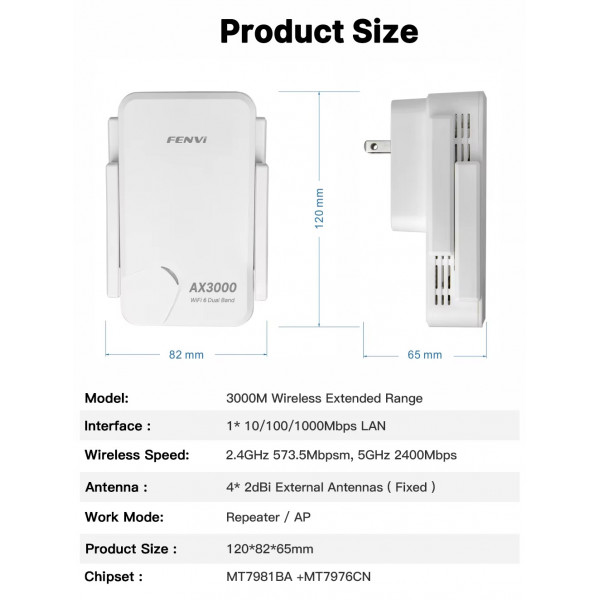 Точка доступу Fenvi F-AX3000R Wi-Fi Repeater Dual Band 2.4/5Ghz Signal Booster