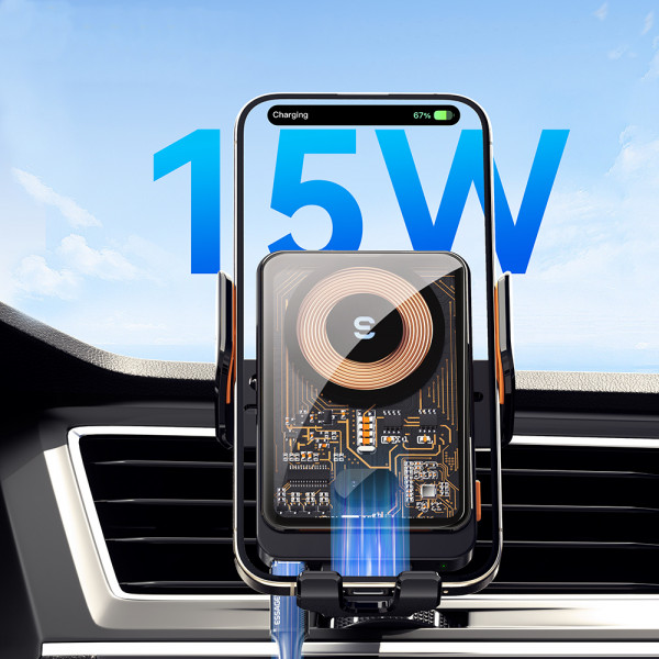 Тримач для телефона Essager Junyi 15W Wireless Phone Holder for Car (Air Outlet Type) Black (EZJWX-JY01-Z)