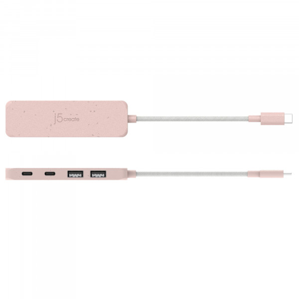 USB-хаб J5create 2 USB-A/2 USB-С Red (JCH342ER-N)