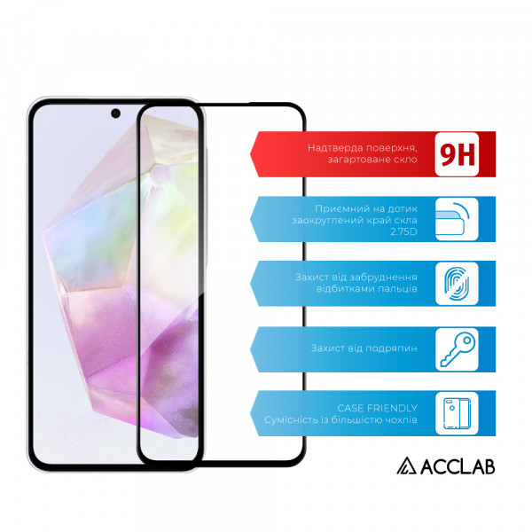 Захисне скло ACCLAB Full Glue для Samsung Galaxy A36 5G SM-A366 Black (1283126608087)