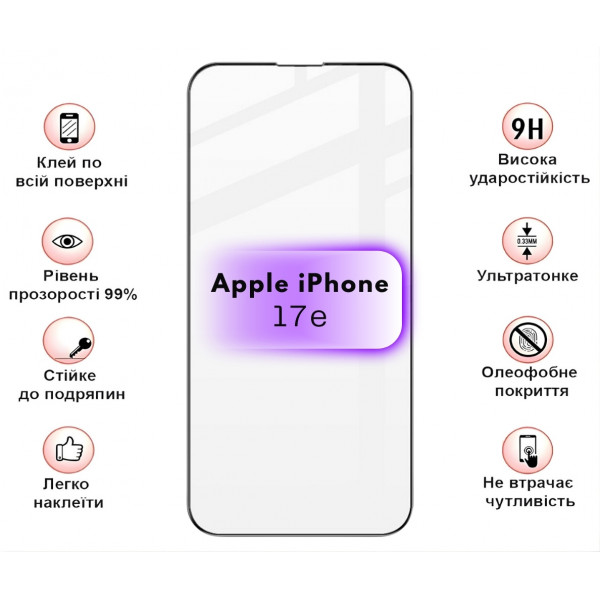 Захисне скло BeCover для Apple iPhone 17e Black (715141)
