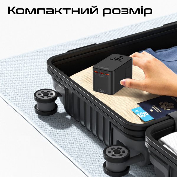 Зарядний пристрій Promate TripMate-GaN160 160W Black