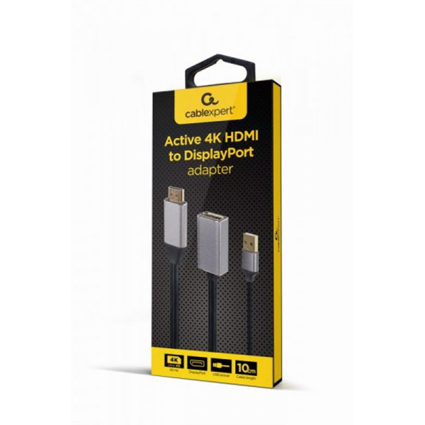 Адаптер Cablexpert HDMI - DisplayPort (M/F), 0.1 м, Black/Grey (A-HDMIM-DPF-02)