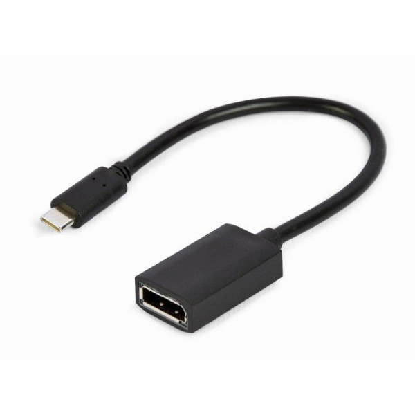 Адаптер Cablexpert USB Type-C - DisplayPort (M/F), 0.15 м, чорний (A-CM-DPF-02)