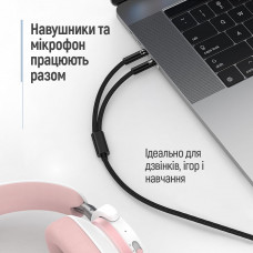 Адаптер ColorWay 3.5 мм - 2х3.5 мм (F/M), 1 м, Black (CW-AD-J2MJ)
