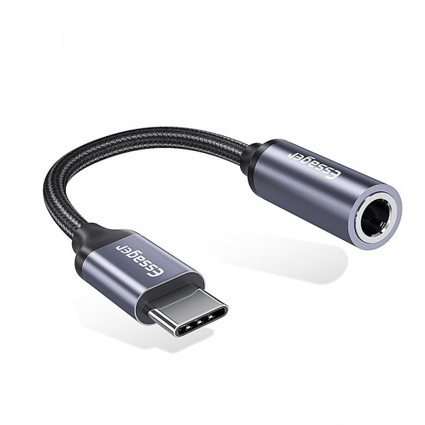Адаптер Essager USB Type-C - 3.5 мм (M/F), 0.1 м, Black (EZJE01-0G)