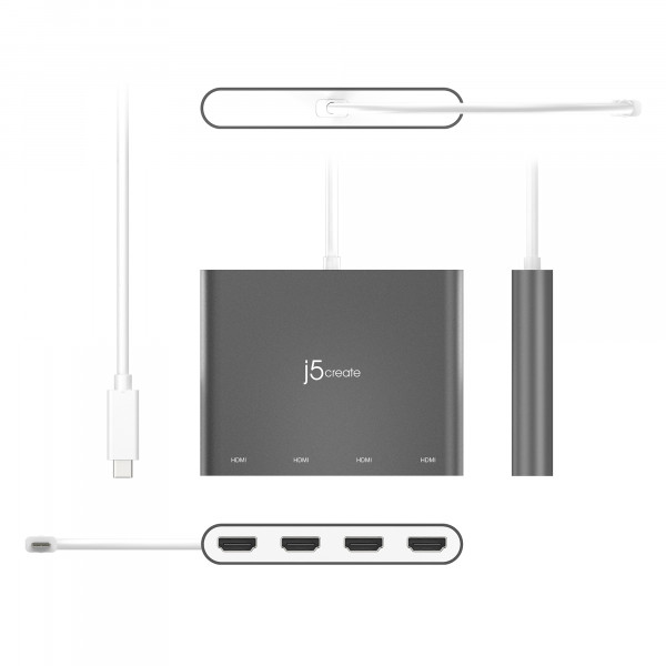 Адаптер J5create USB-A - 4 HDMI (M/F), Silver (JCA366-N)