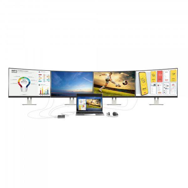 Адаптер J5create USB-A - 4 HDMI (M/F), Silver (JCA366-N)