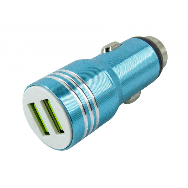 Автомобільний зарядний пристрій Dengos (2USB; 2.1A, 1A) Blue (DG-CS-02) + кабель USB Type-C