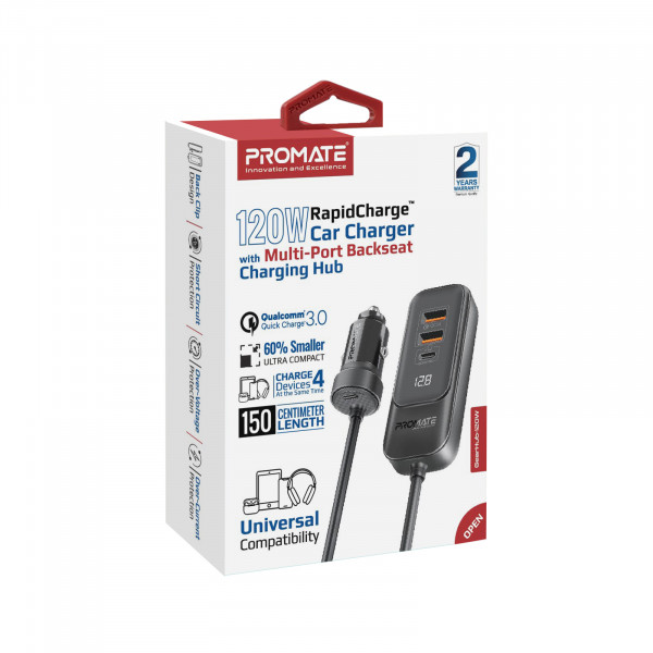 Автомобільний зарядний пристрій Promate GearHub 120W Black