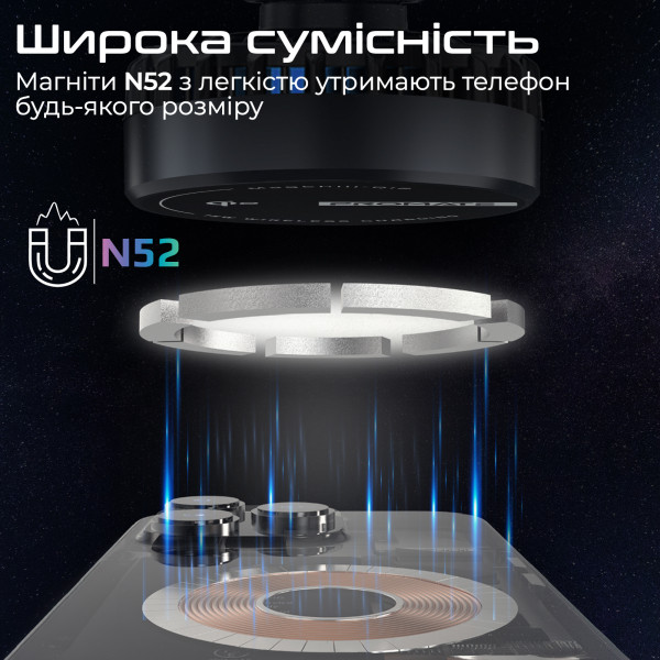 Бездротовий зарядний пристрій Promate MagChill-Qi2 MagSafe Black (magchill-qi2)
