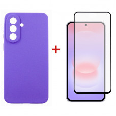 Чохол-накладка Dengos Carbon для Samsung Galaxy A37 5G SM-A376 Violet (DG-KM-201) + захисне скло